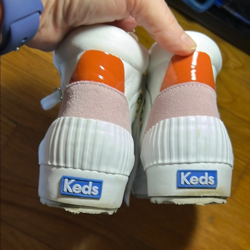 Keds White and Pink High-Top Sneakers with Textured Sole - Picture 4 of 10